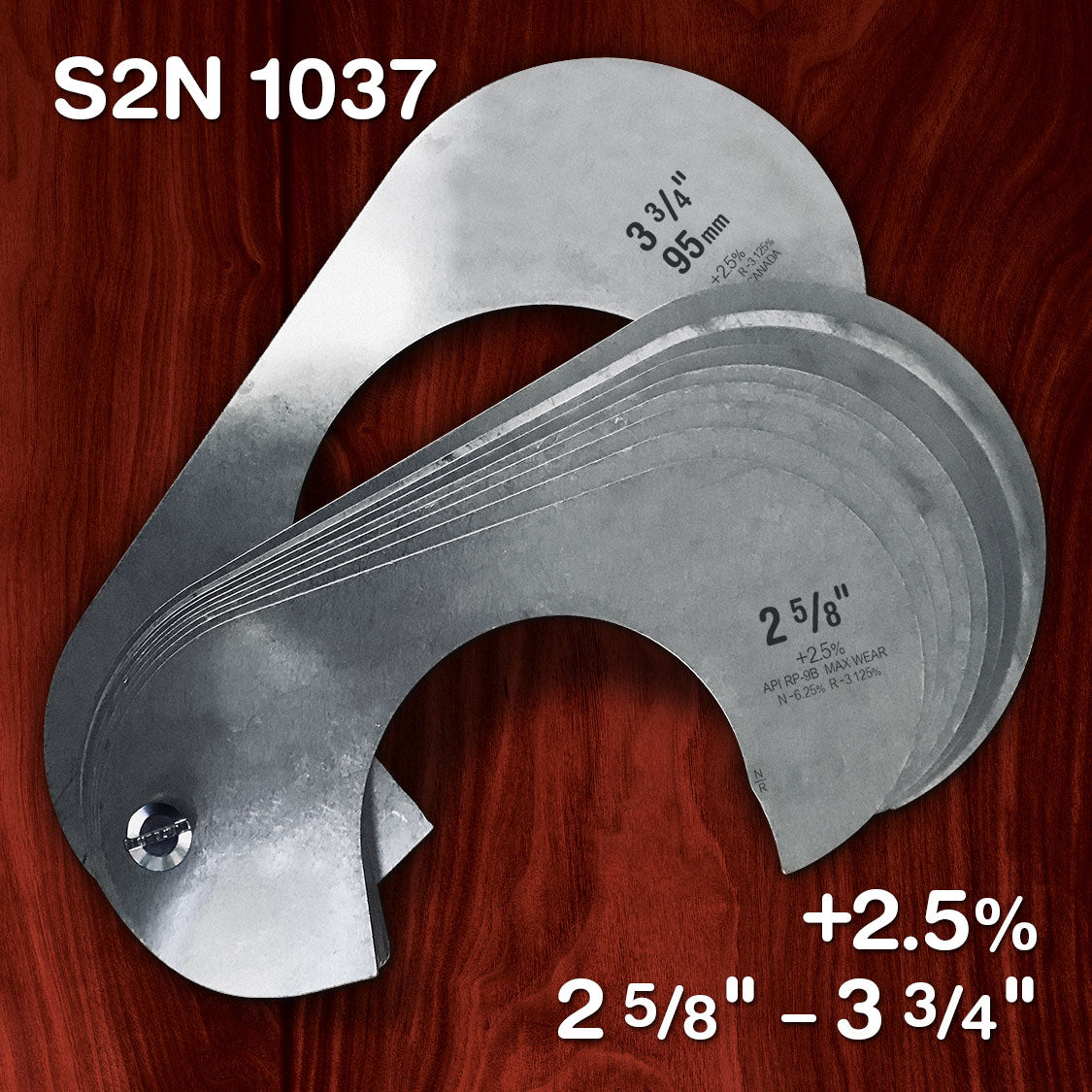+2.5% 2 5/8 to 3 3/4 Sheave Gauges